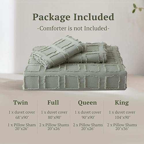 Miniatura 7 de MILDLY Juego de funda de edredón copetuda, tamaño Queen, 3 piezas, 100% microfibra lavada, suave y transpirable, texturizada, con cierre de