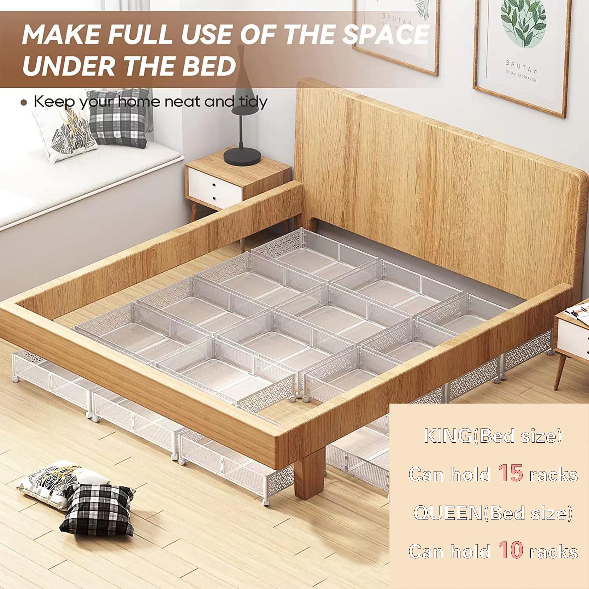 Contenitori Di Stoccaggio In Metallo Sotto Il Letto Con Ruote - Organizer Per Cassetti Sotto Il Letto Pieghevole Senza Attrezzi Per Vestiti, Scarpe, Giocattoli E Biancheria Da Letto white 2P