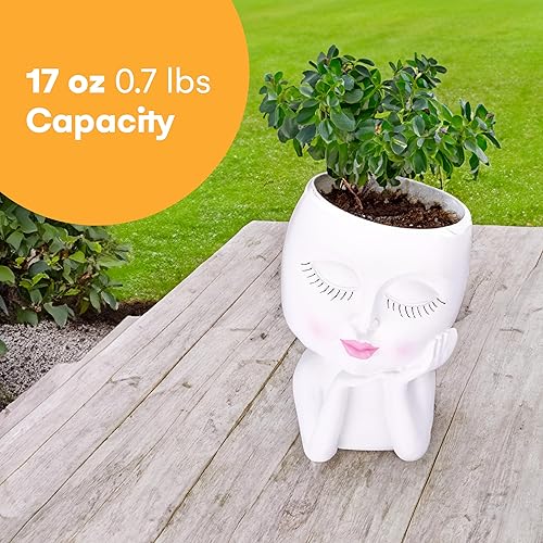 Miniatura 2 de Noa Store Macetas faciales - Macetas blancas - Resina - Regalo para familiares amigos - 4.7x5.1x7.3 in