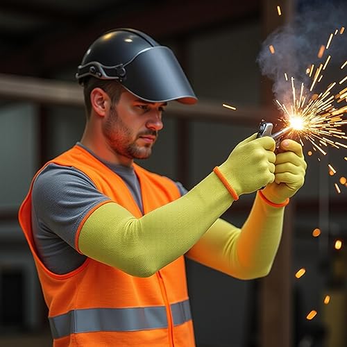 Miniatura 7 de G & F 58126-6 Kevlar manga tejida de 18 pulgadas sin ranura para pulgar, amarillo, 6 unidades