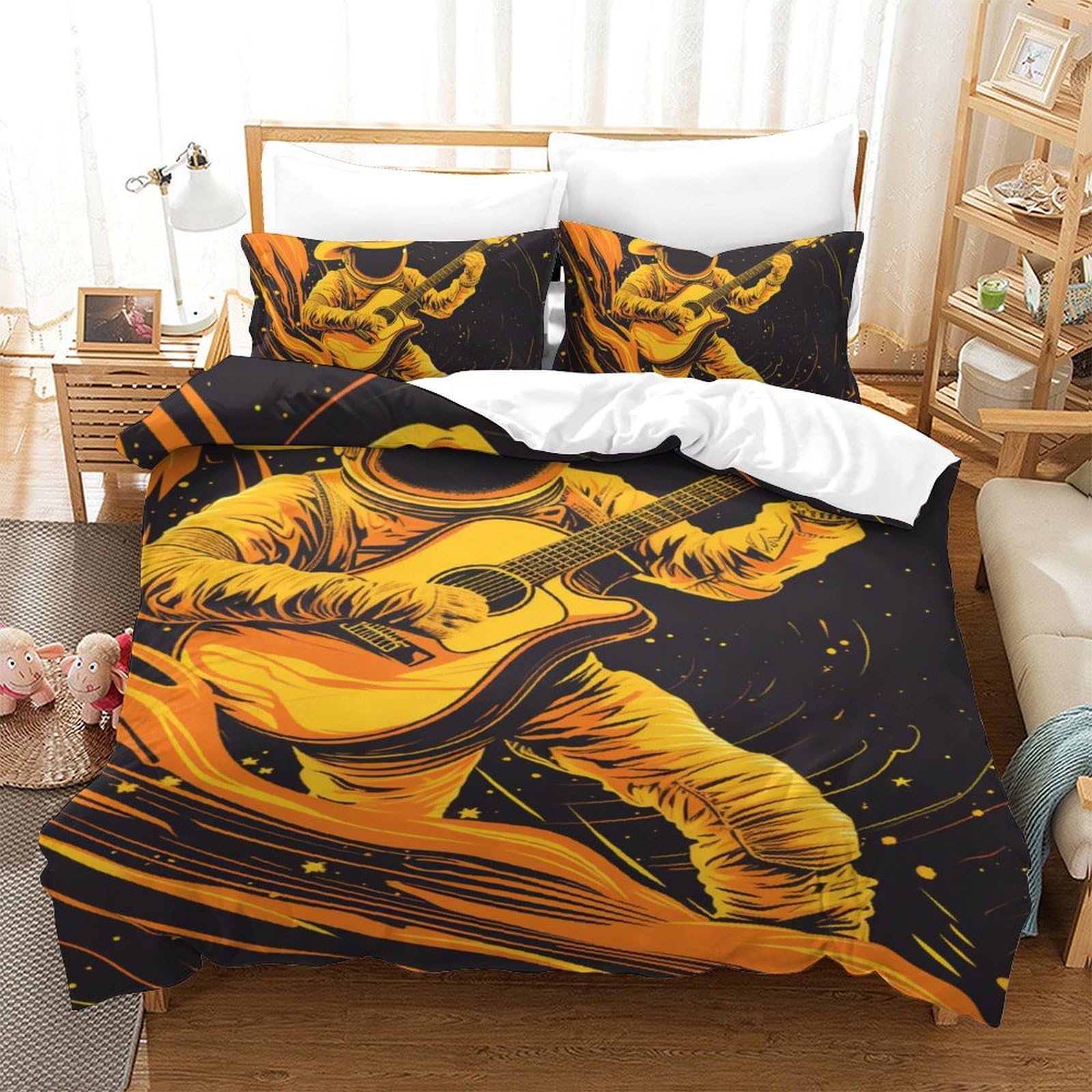 Ensemble de literie microfibre guitare 3D housse couette 140x200