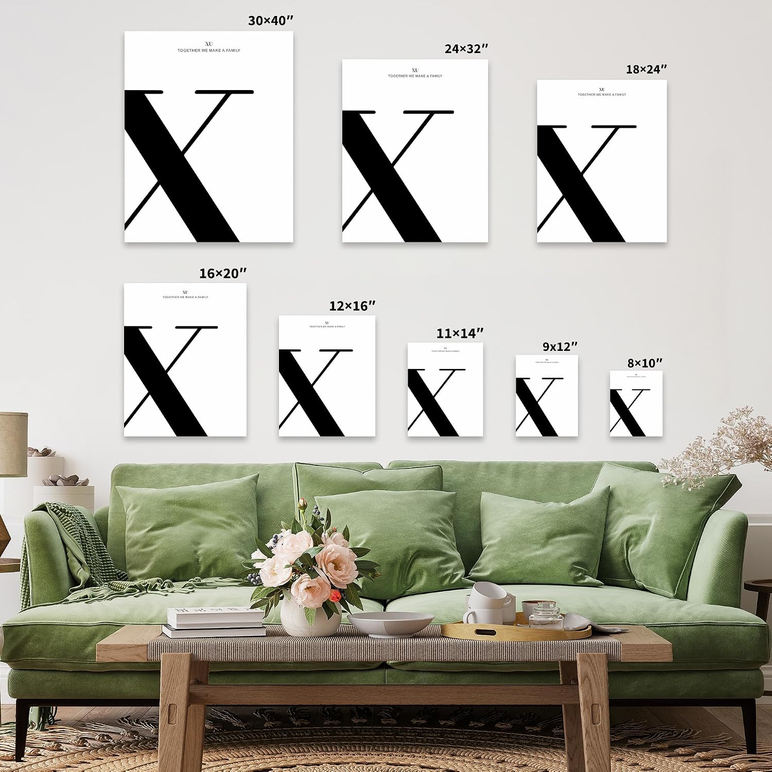 Poster Master Personalized Letter X Print, Customized Family Name Poster and Canvas, Typography Art, Gift for Parents, Relatives, Available in 8x10 to 30x40