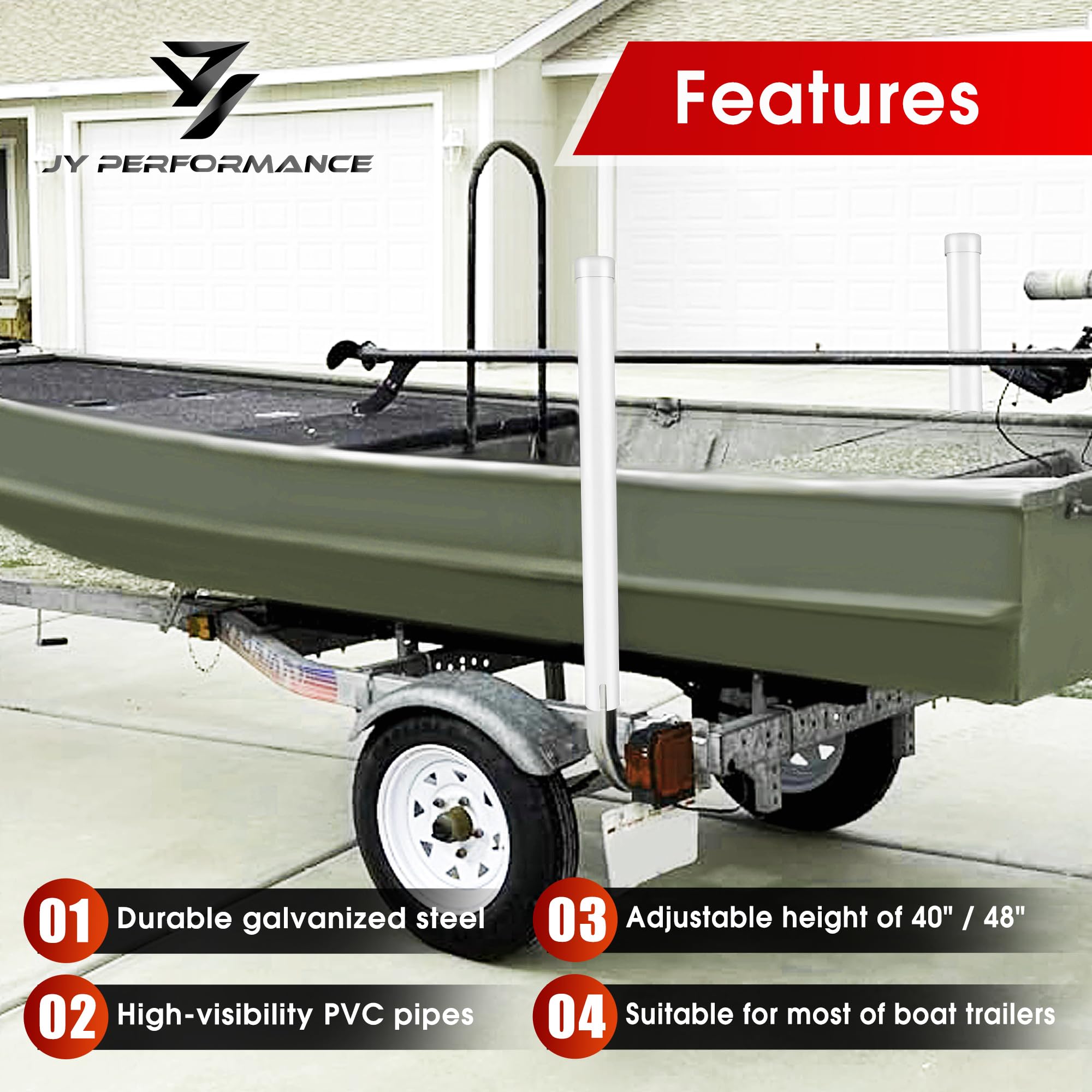 JY PERFORMANCE Boat Trailer Guide-ons, 40