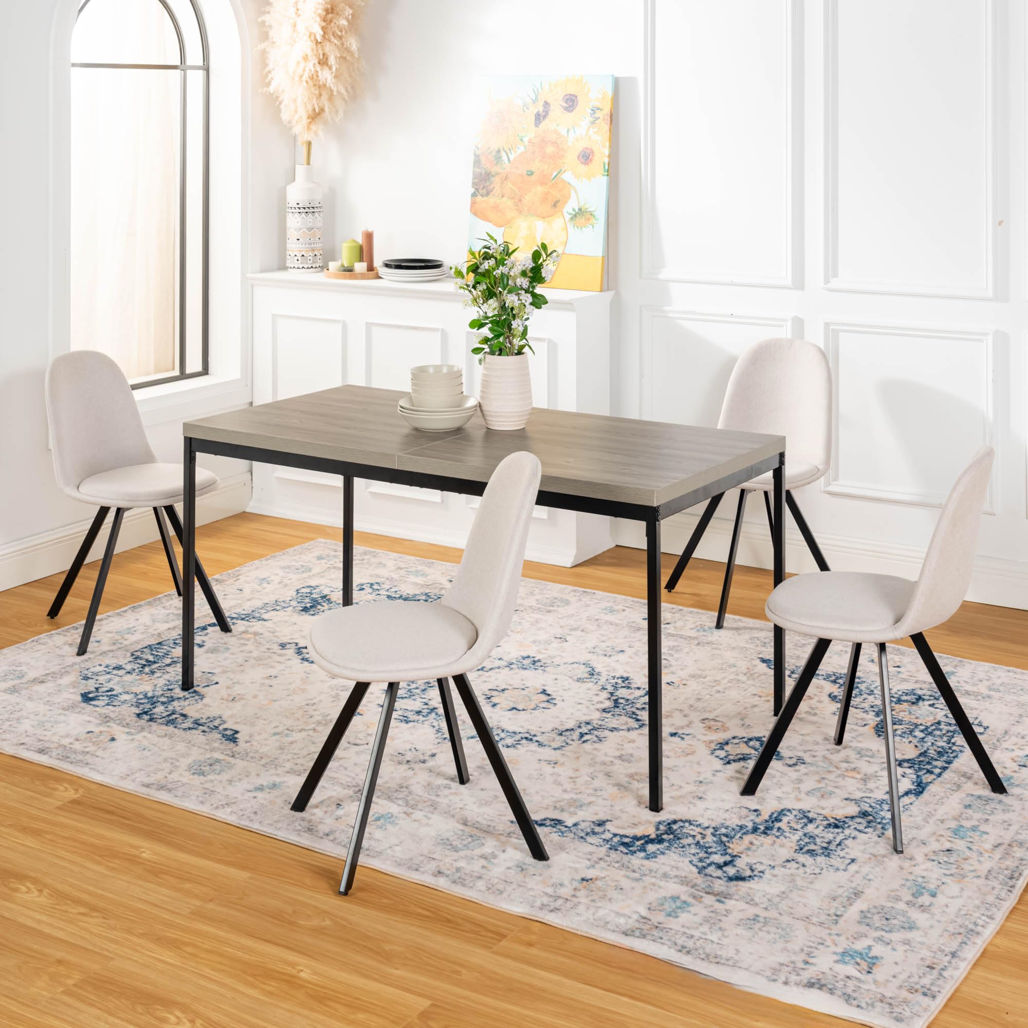 FurnitureR Tables de Conférence Rectangulaires en Grise, pour 4 à 6 Personnes, Plateau en Bois Epais avec Structure Métallique, pour Formations, Réunions, Conférences, 150x75x75cm
