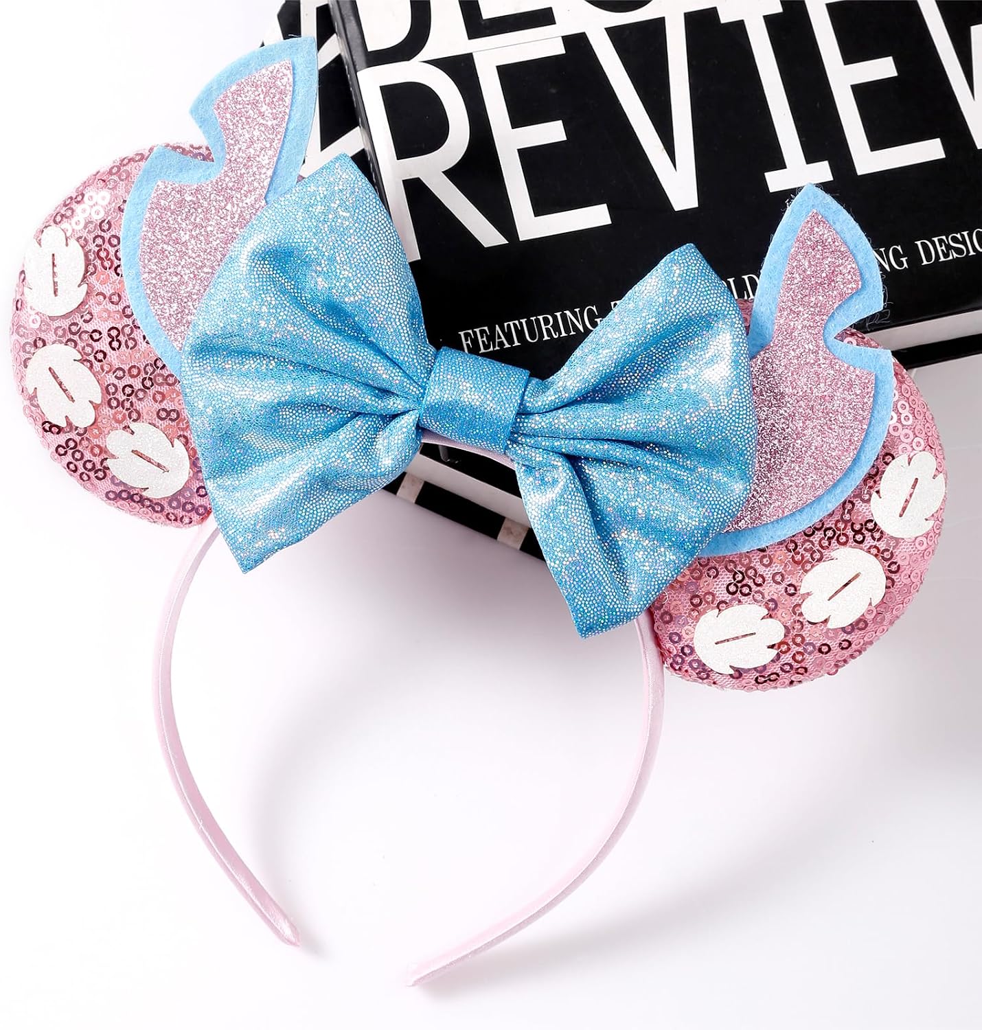 Mouse Ear Headbands for Women Giltter Bow Headband for Girls Birthday Party Decorations