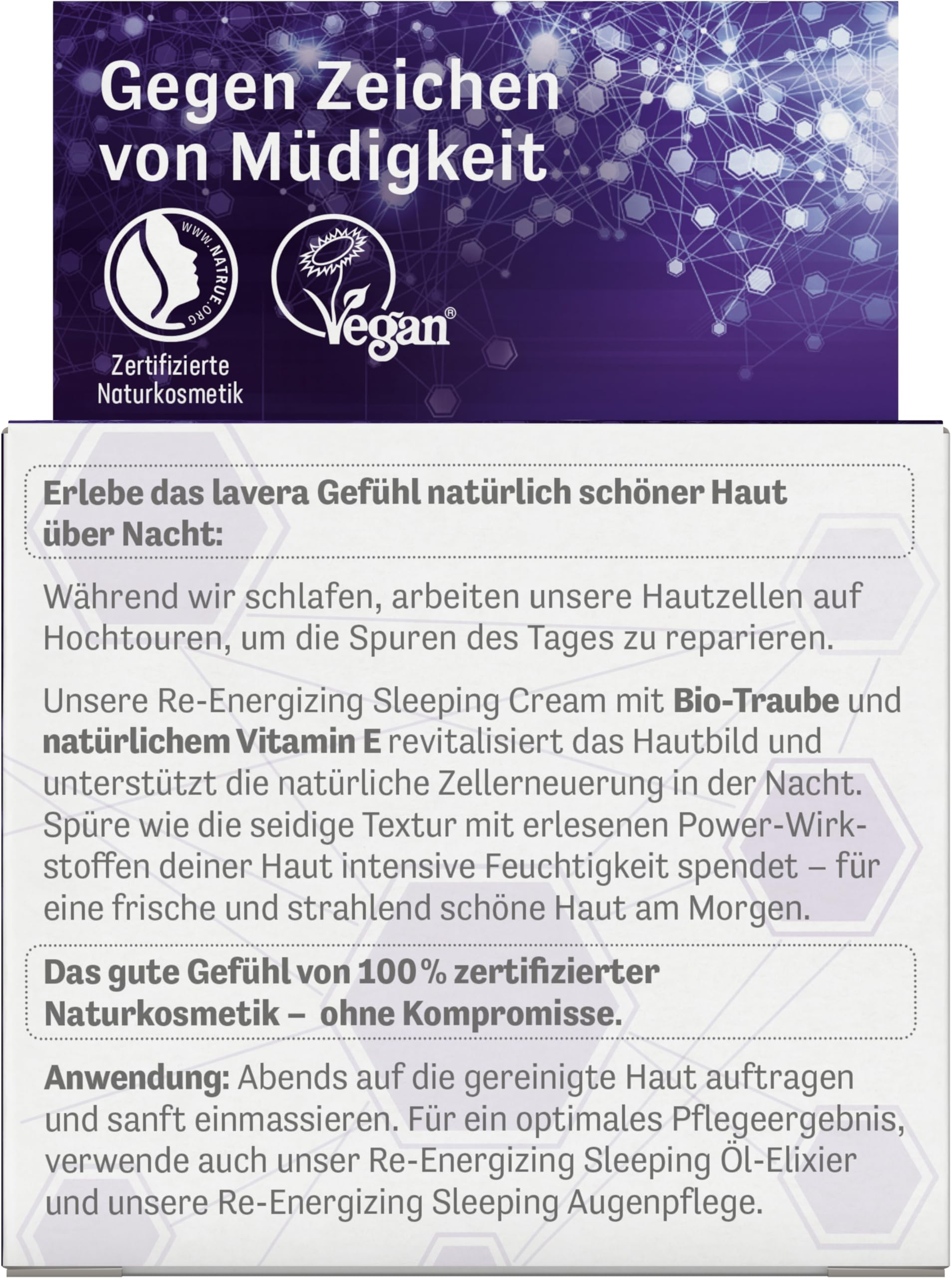lavera Re-Energizing Sleeping Cream – rinnovamento naturale delle cellule – rivitalizza la pelle – idratante – vegano – Cosmetici naturali – 50 ml