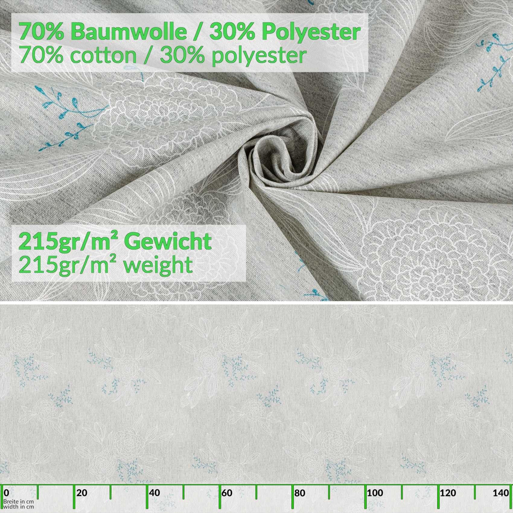 ANRO Mantel de Mesa Tela 70% Algodón 30% Poliéster | Japondi Gris | Rectangular Oval Redondo | Fácil Limpieza 180x140 cm