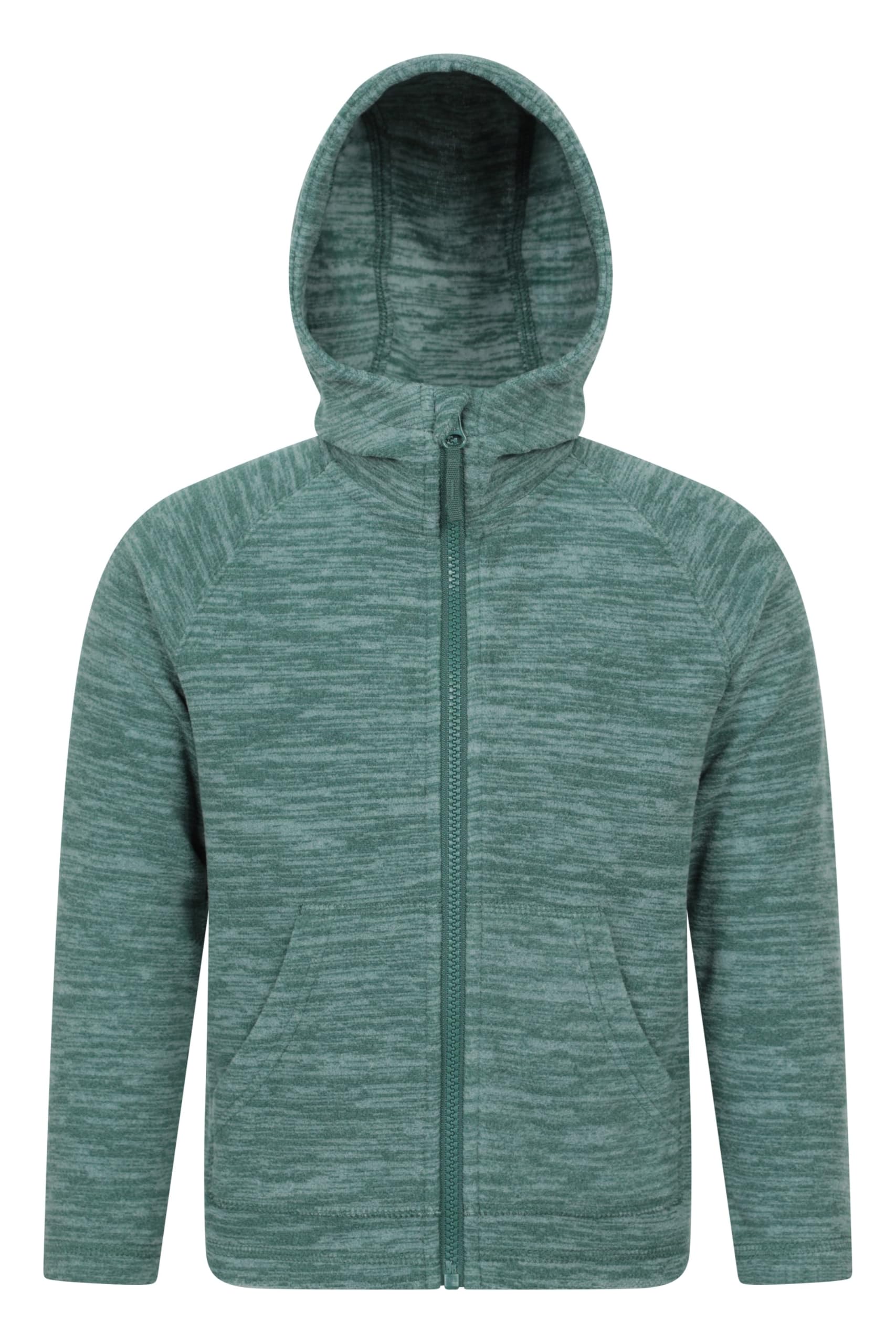 Mountain Warehouse Snowdonia II Kids Hoodie - Full-zip Microfleece Top with Front Pockets for Boys & Girls - Best for Spring Summer, Camping, Outdoors & Hiking Dark Khaki 11-12y