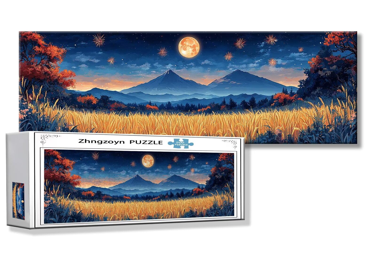 Puzzle Paysage 900 Pieces Montagne Puzzle Adultes 87 x 34 cm DIY Difficile Classiques Jigsaw Panoramique, Adulte Jeu éducatif, 2025 Bois Jigsaw Art Impossible Famille Challenge, Cadeau pour Femme Z-5
