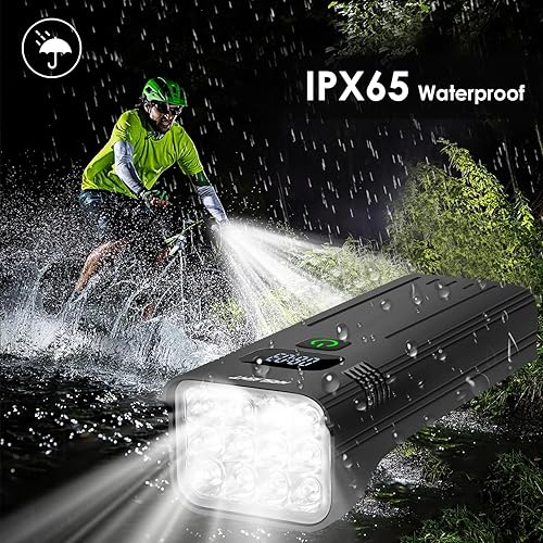 Miniatura 5 de Luces de bicicleta, luz de bicicleta para montar por la noche, faro LED de bicicleta de 10000 lúmenes, faro de bicicleta recargable, luces de