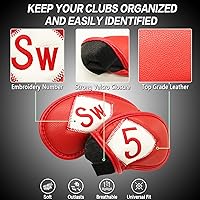 Vista 57 de FINGER TEN Premium Synthetic Leather Stylish Iron & Wedge Golf Head Covers Value 12 Piece Set, Embroidered Labels & Fits Most Clubs Gift Set, Travel