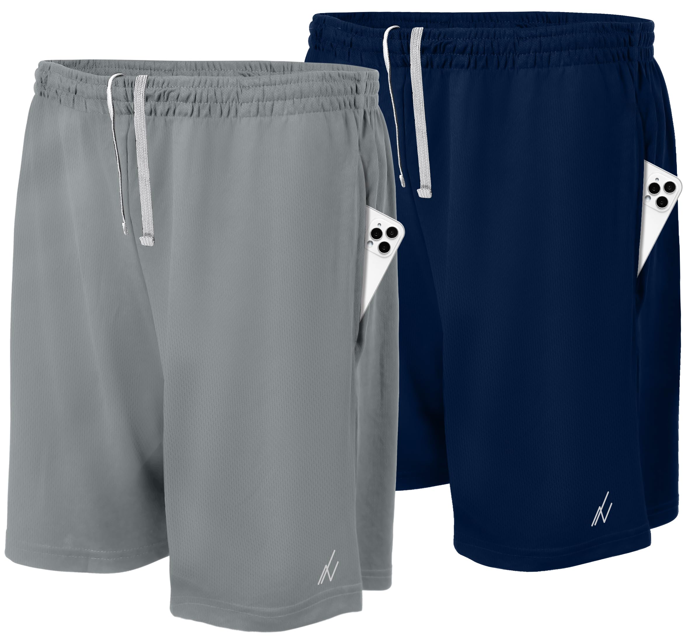 NY ThreadsMens Athletic Shorts 2 Pack Quick Dry Lightweight Running Workout Gym Shorts with PocketsOEKO-TEX STANDARD 100