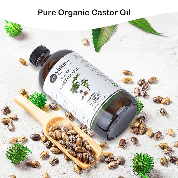 YBHMO Organic Castor Oil,Cold Pressed & Hexane Free -16 Fl Oz