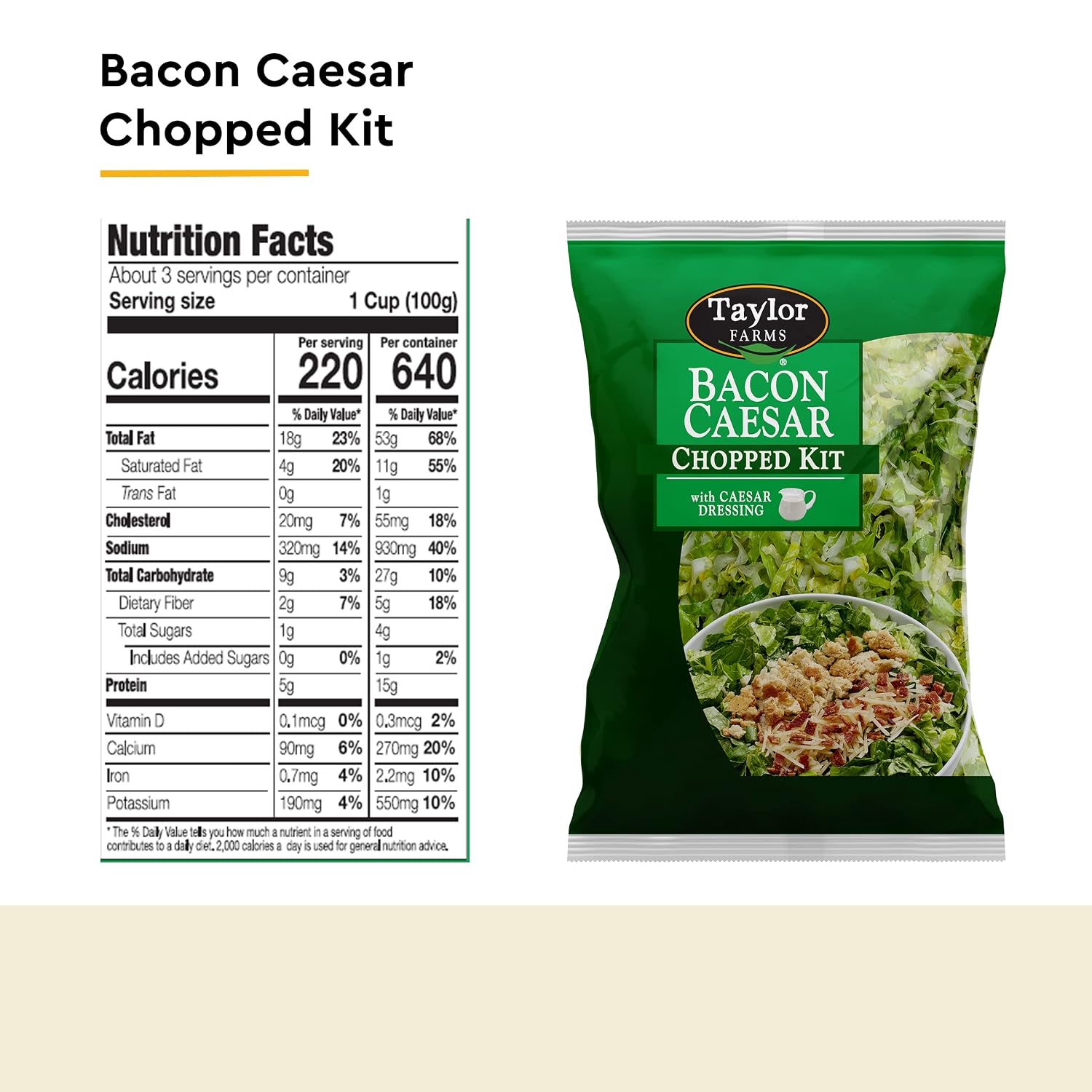 Taylor Farms Bacon Caesar Chopped Kit