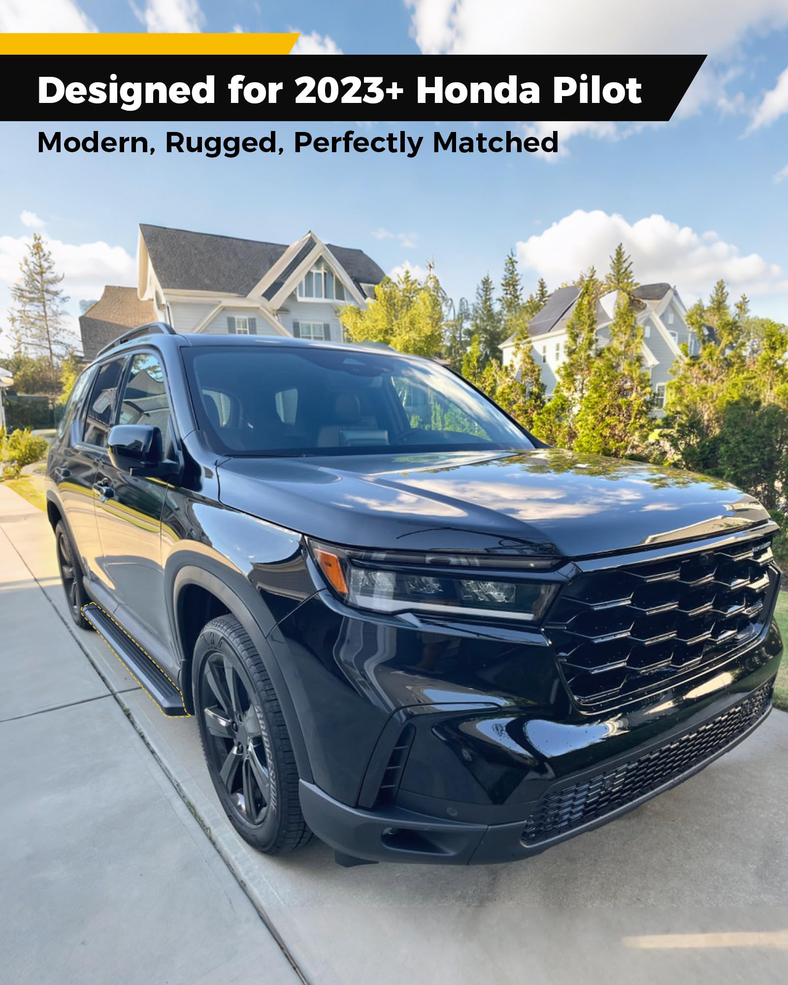 Running Boards Fit for 2023-2026 Honda Pilot, Non-Slip Aluminum Side Steps, Easy Family Entry & Exit, Supports Up to 600 lbs, Lightweight Rustproof Build, Safe Roof Accessories