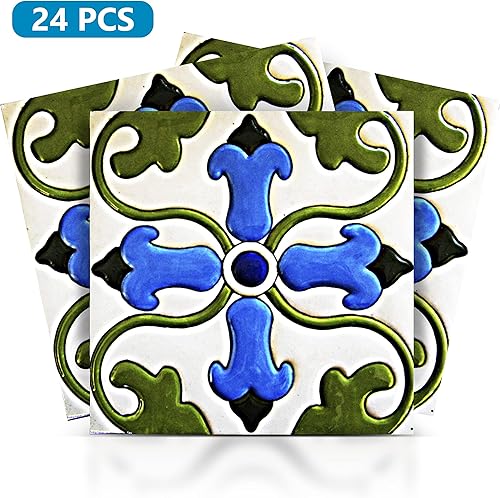 Miniatura 7 de Mi Alma - Adhesivos para azulejos en muro de 6 x 6 pulgadas, 24 unidades, calcomanías de azulejos Talavera, diseño de aplicación ideal para