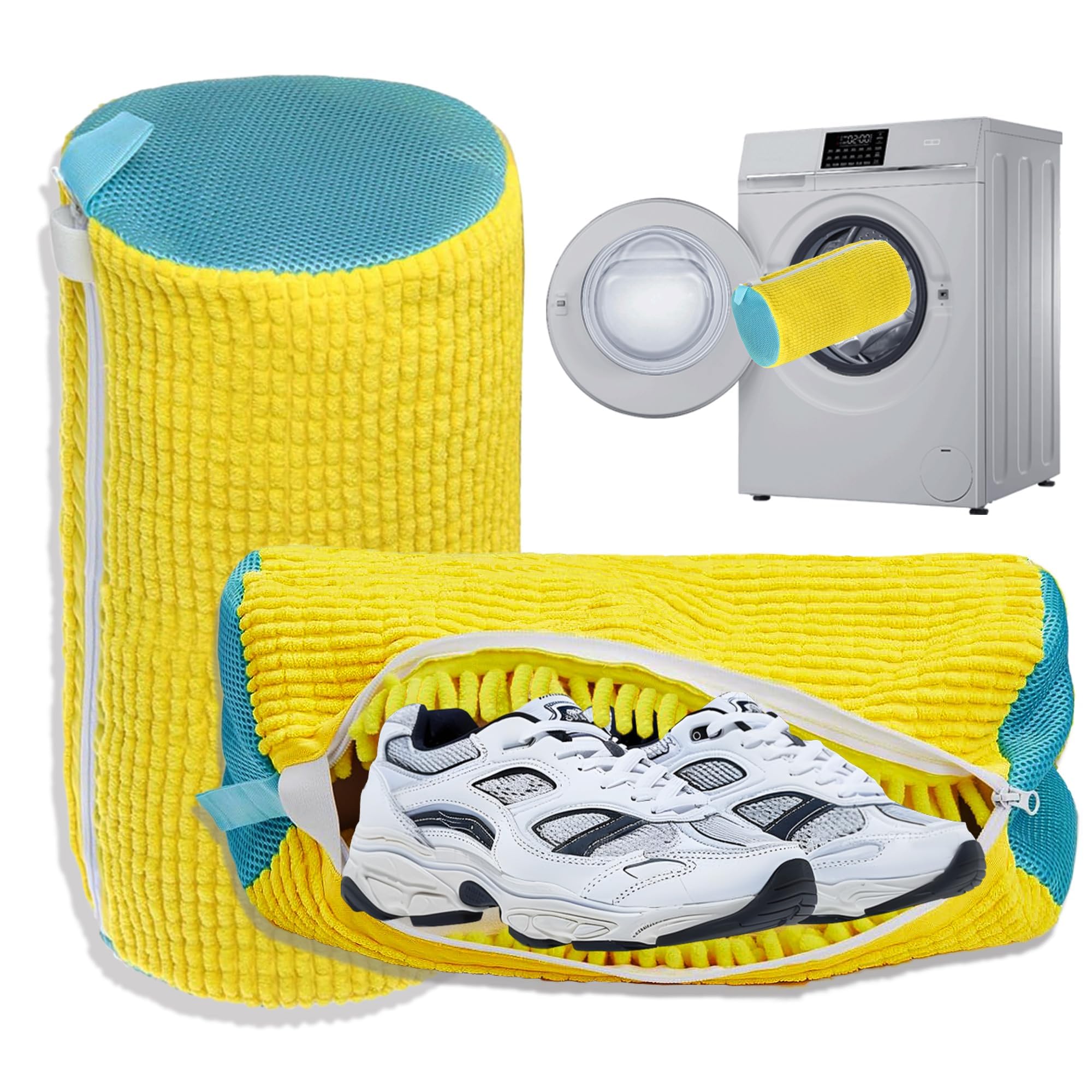 Shoe Washing Machine Bag Laundry Shoe Bag for Washer and Dryer Reusable 2pc Shoe Cleaning Bags for Sneakers 360° Deep Cleaning Machine for All Shoes Types With Self-locking Zipper