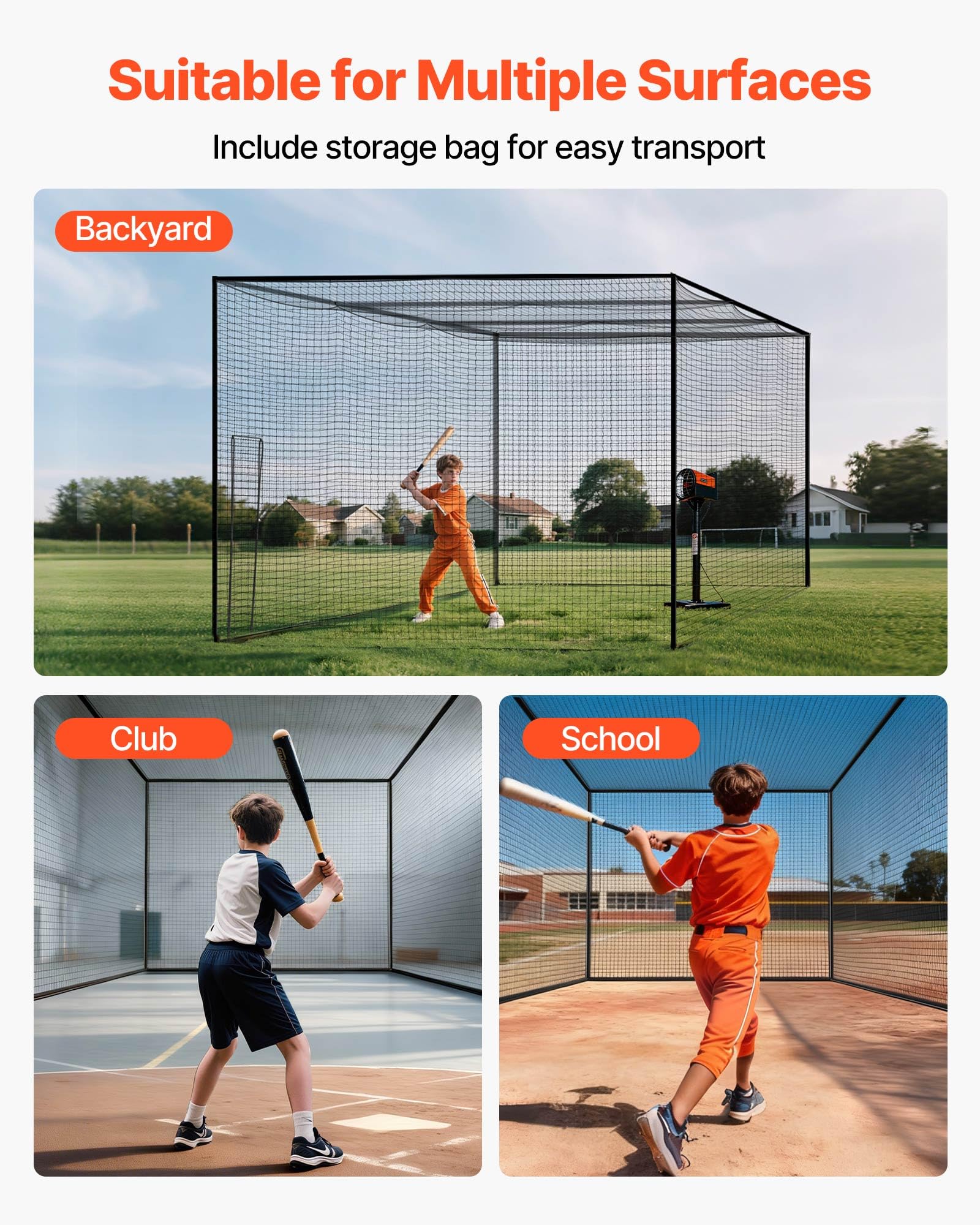 VEVOR Rete da Allenamento Multisport Baseball, Billfold Unisex Adulto
