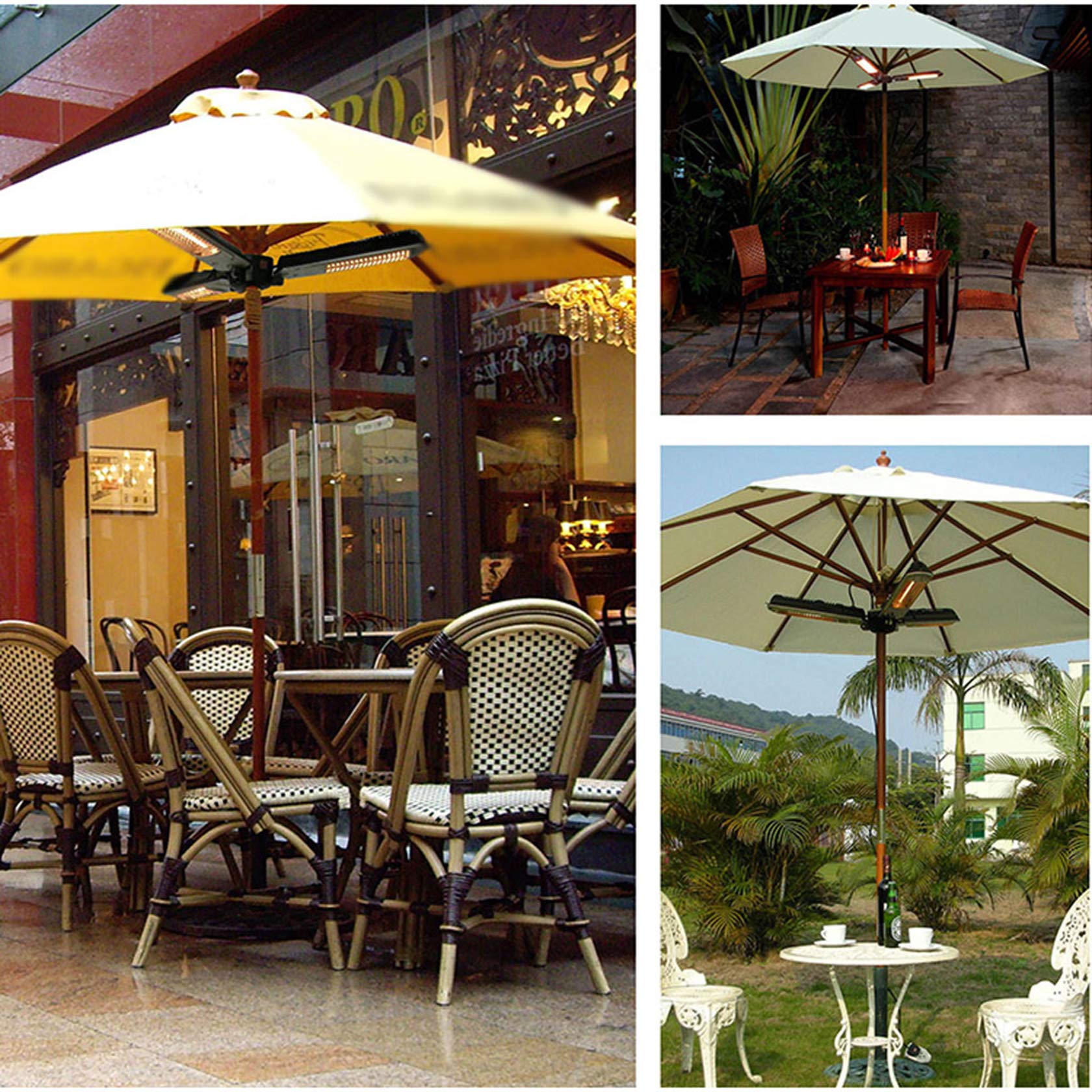2000W Calorifero Ombrellone Elettrico Esterno Lampada Riscaldante per Giardino Gazebo Veranda Autoportante o Sospeso, Regolabile in 3 Livelli, Staffa, Regolabile in Altezza, IP44, Bracket Style