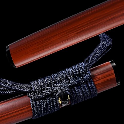 Vista 13 de Katana Espada Arcilla Templada T10 Acero Real Hamon Espiga Completo Espada Samurai Hecho A Mano Espada Afilada negro, (Black-ghost),Dragón