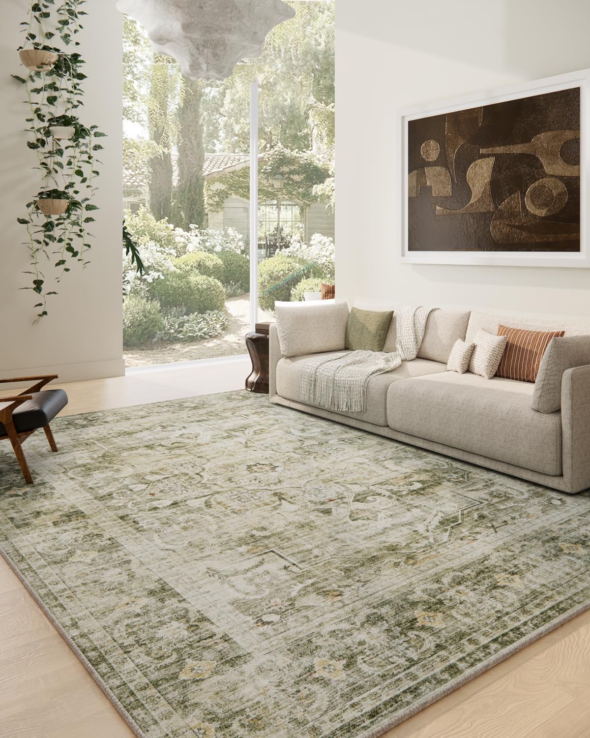 8x10 Area Rugs Washable Rug Large Living Room Rug Stain Resistant Distressed Vintage Boho Carpet Non Slip Low