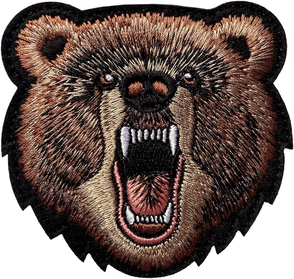 Bear Patch Embroidered Armbands Badges Patch Hook & Loop Patches 3" x 3.15" Sized