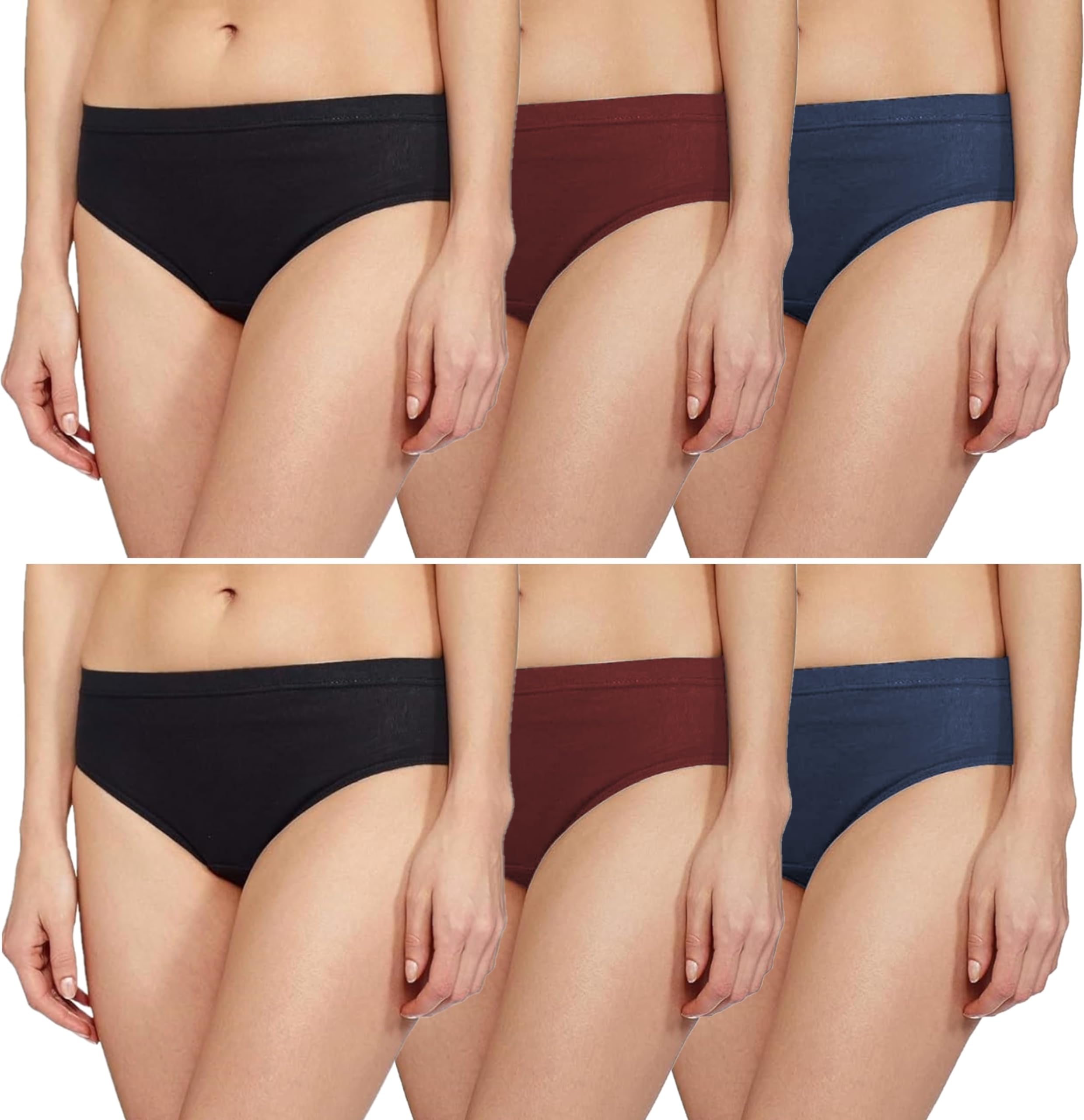 bq Be-Queen6 Pack Ladies Premium Cotton Panties with Inner Elastic - Ultra Soft Panty - Classic Briefs for Women - Lovable Lingerie