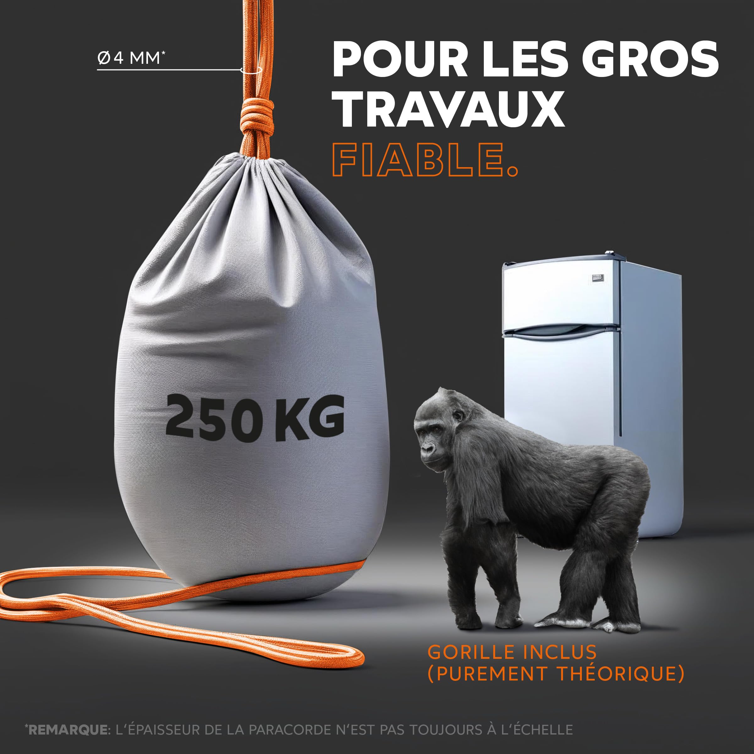 GO!elements Paracorde en Ficelle Nylon - 4mm Paracorde 550 Typ III Corde - approprié en Fil de Peche Nylon, Filet éthologique, etc. | Max. 250kg