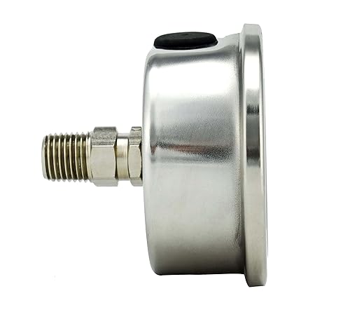 Miniatura 2 de 1-12" manómetro, caja de acero inoxidable, conexión de latón cromado, relleno de Lqiuid, vacío -30 Hg0, montaje trasero 18" NPT