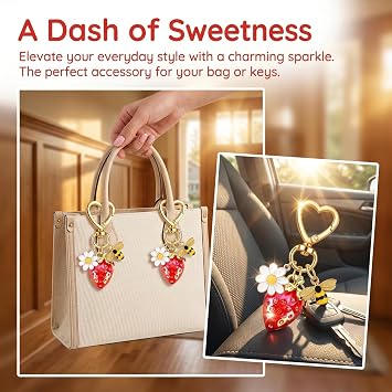 Strawberry Keychain Bulk, 8PCS | Cute Fruit Charms for Girls, Teens, Women