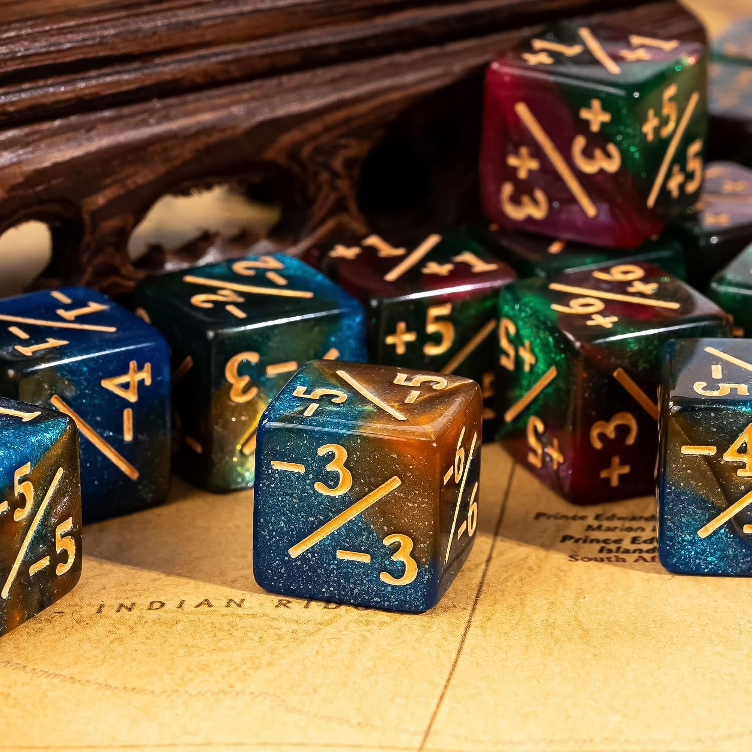 24 Pieces 16mm Counter Dice Set, Plus 1 and Minus 1 Dice Set
