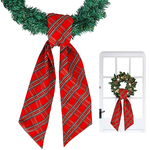 TONIFUL Wreath Sash for Front Door 4.5" x 56" Red