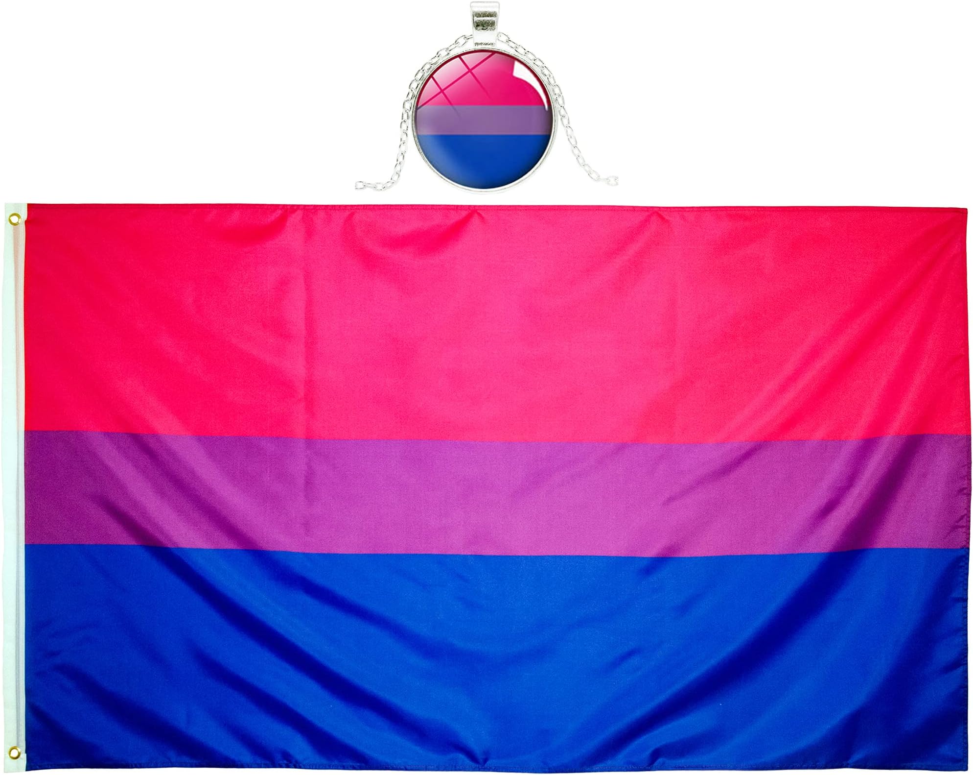 Bisexual Flag 3x5 Ft - Vivid Bright Colors, Durable, Nice Bisexual Pride Flag - Free Bi Flag Necklace Included - LGBTQ Flag for Indoor Outdoor