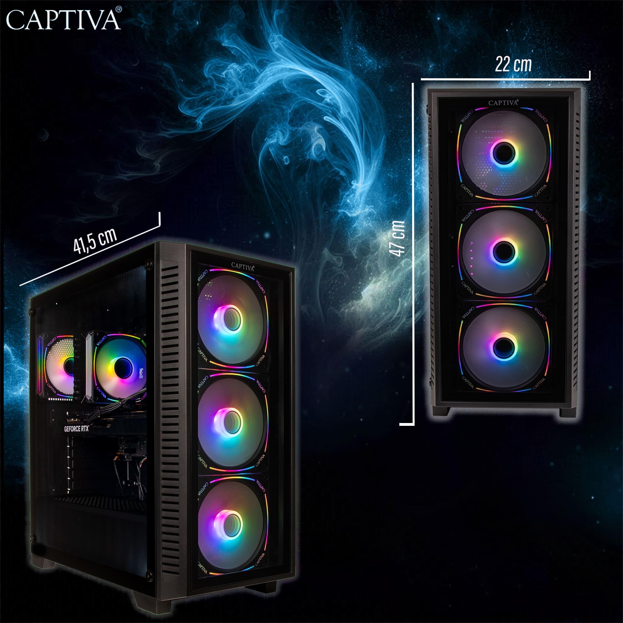 CAPTIVA PC Highend Gaming R89-550 (Ryzen 7 9700X/RTX5070 Ti 16GB GDDR7/SSD 2TB/32GB/WLAN/Windows 11 Home 64-bit) (89550)