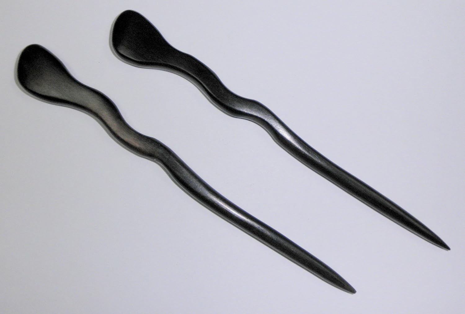JWL (2) Ebony Spiral 6 Inch Hair Stick Pick Pic Pin Fork - Hawaiian Style