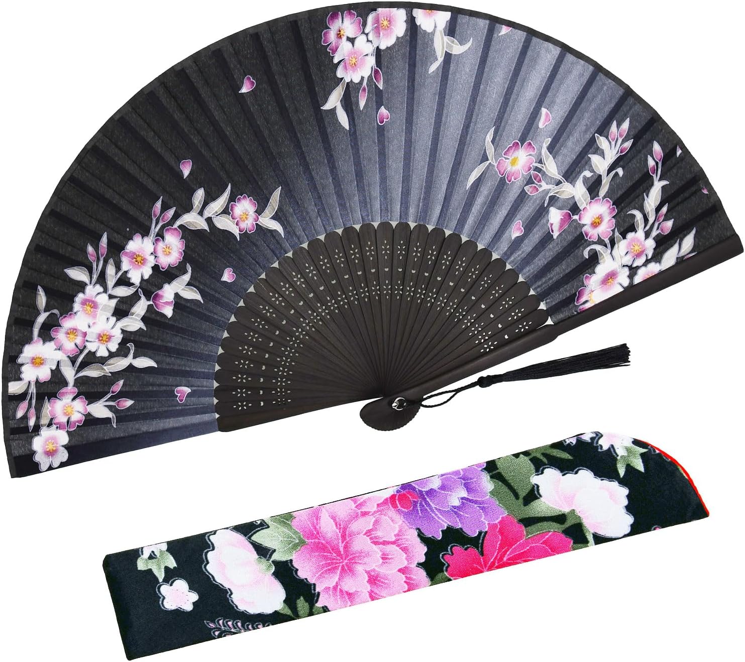Folding Hand Fan for Women, Black-Cat
