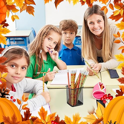 Miniatura 5 de Jetec 72 lápices de otoño, lápices de Acción de Gracias con borrador, pavo, hoja de arce, calabaza, espantapájaros, madera, espantapájaros, para