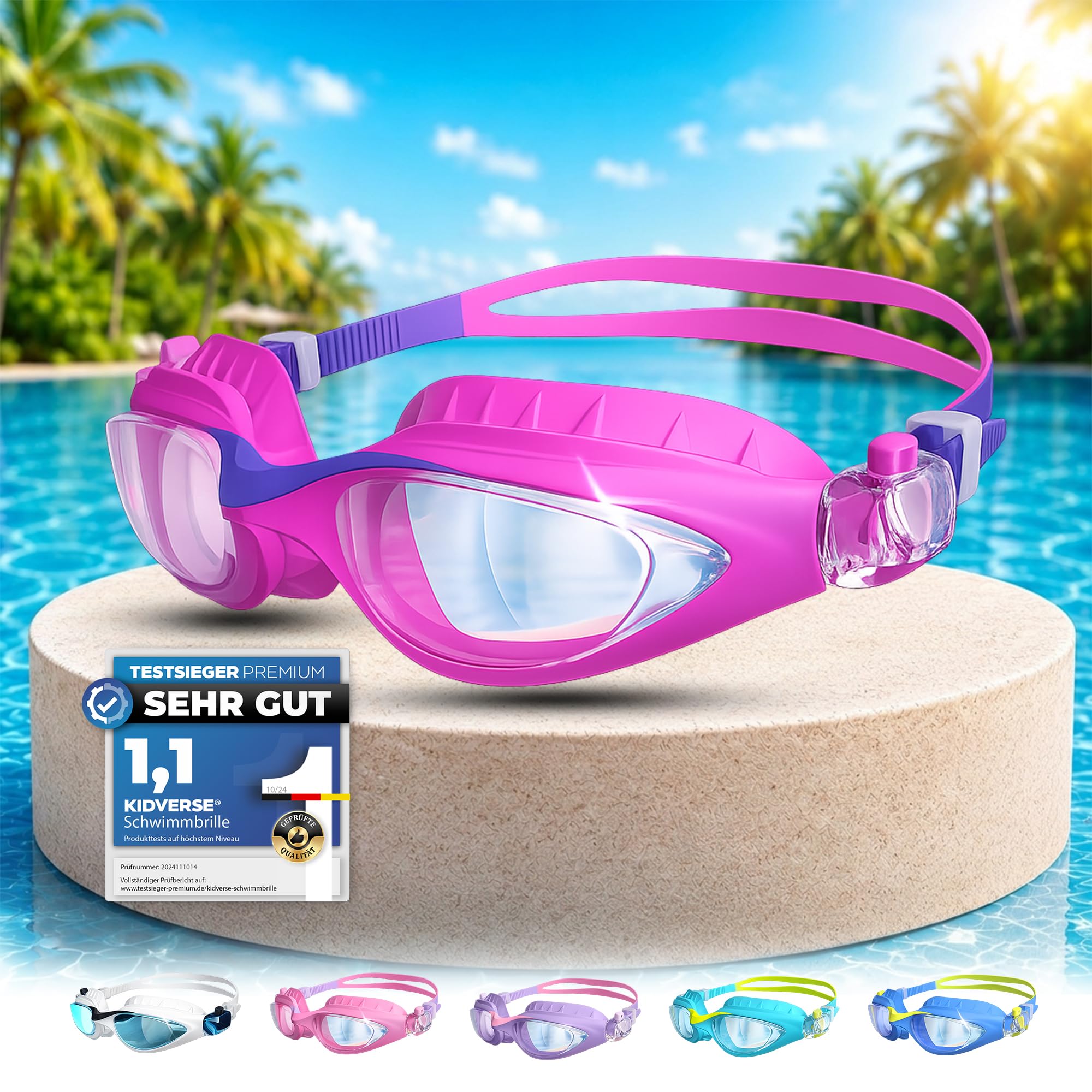 KIDVERSE Kids Swimming Goggles for Boys & Girls - Comfortable Toddler swim goggles swimming kid age 3 to 13 - Children swim glasses with UV protection & anti-fog protection