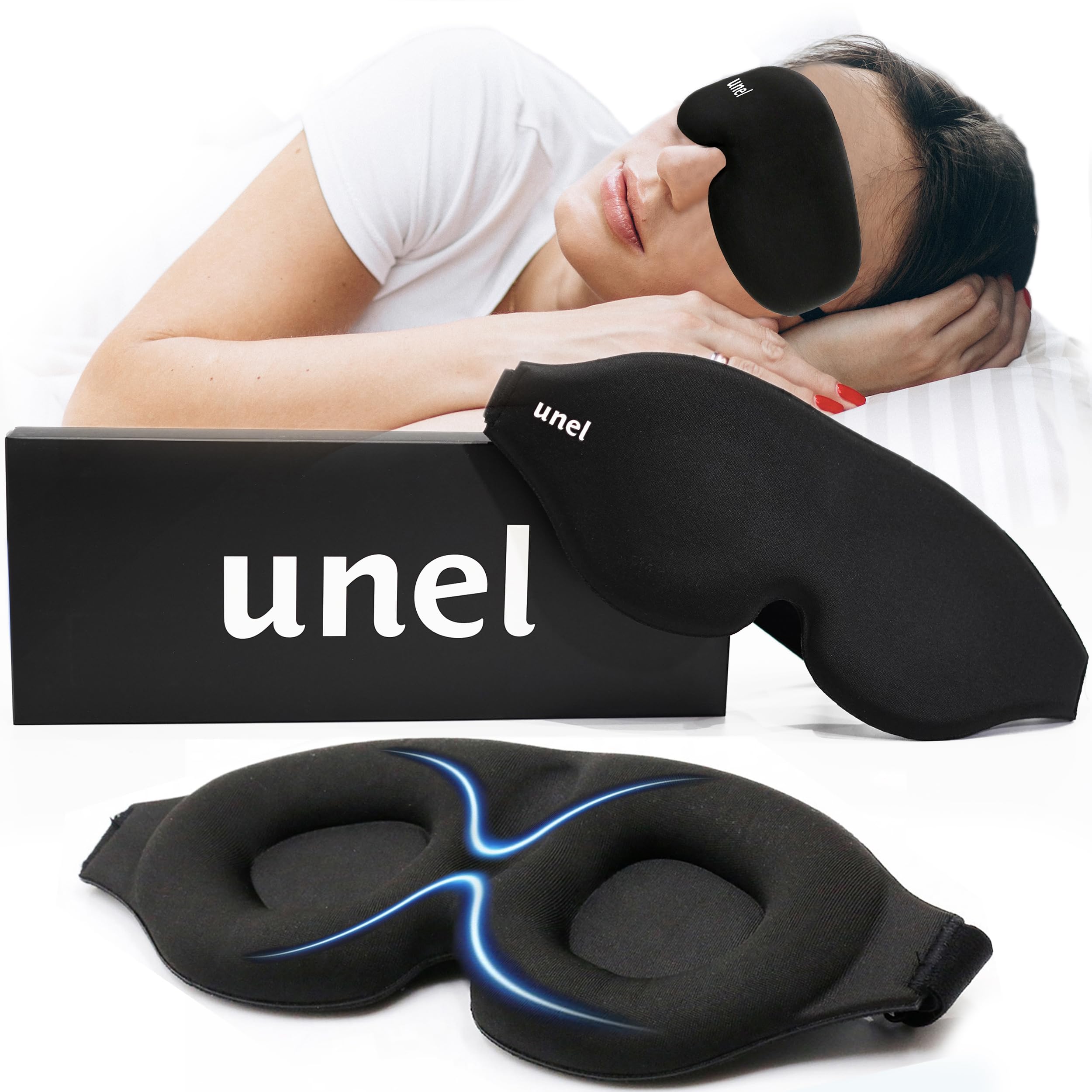 unel Eye Mask for Sleeping, Luxury Blackout Sleep Mask for Men & Women, Perfect for Travel...