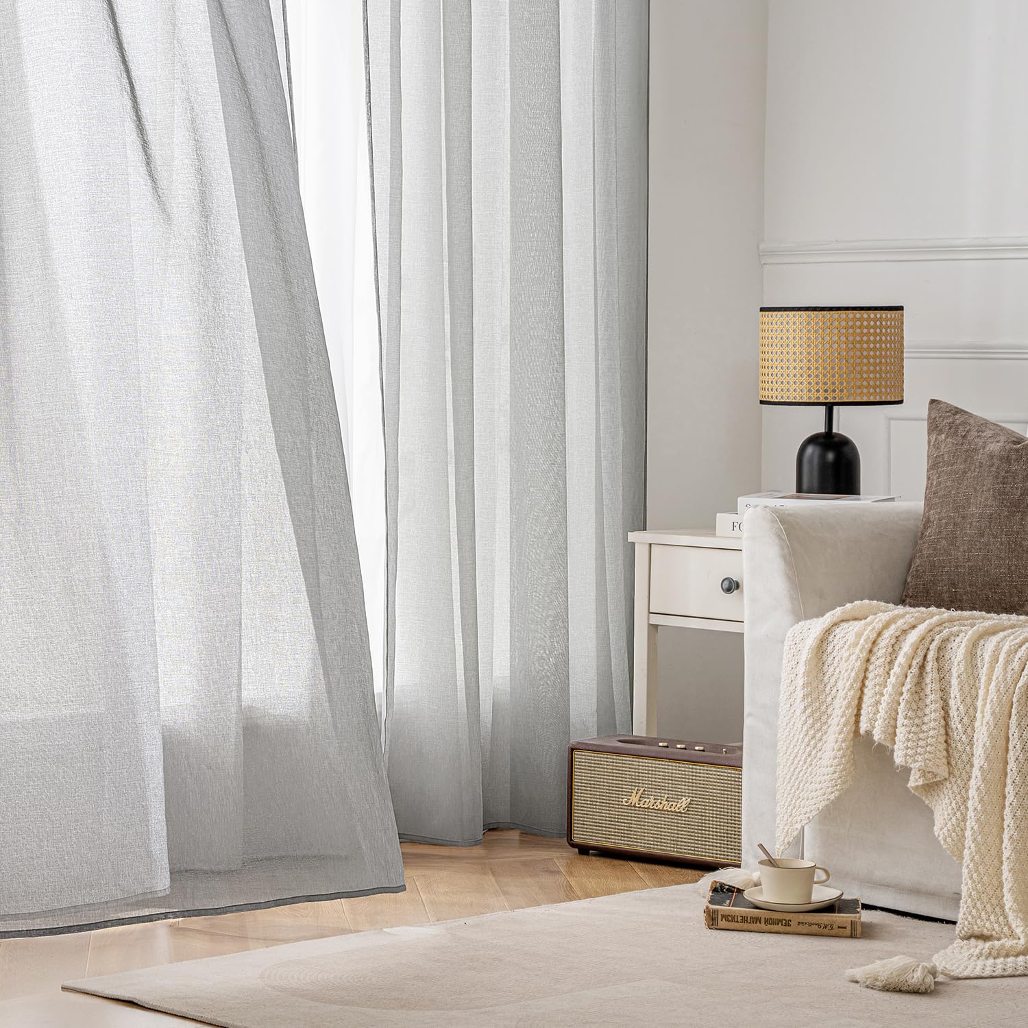Miulee 2 Panneaux Rideau Voilage Salon Moderne avec Motif Broderie, Tulle Rideau Transparent à Oeillets, Décoration Interieur Rideau Fenetre Chambre, Lot de dès 23,99 € - sur