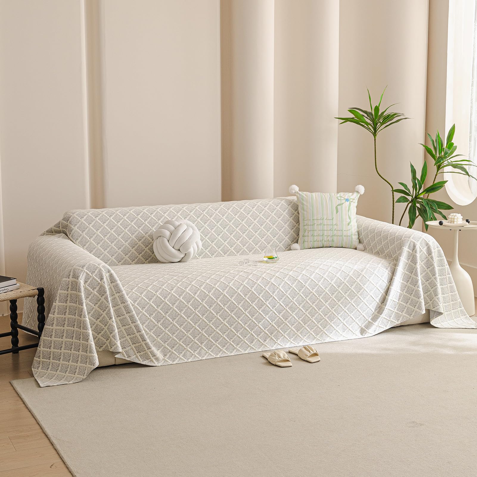 DEZYPZAM Summer Cooling Couch Cover Ice Silk, Ice Silk Washable & Breathable Couch Covers, Skin-Friendly Sofa Blanket, for Settees Couch Sofa, Bed and Armchair (Gray,180x130cm)