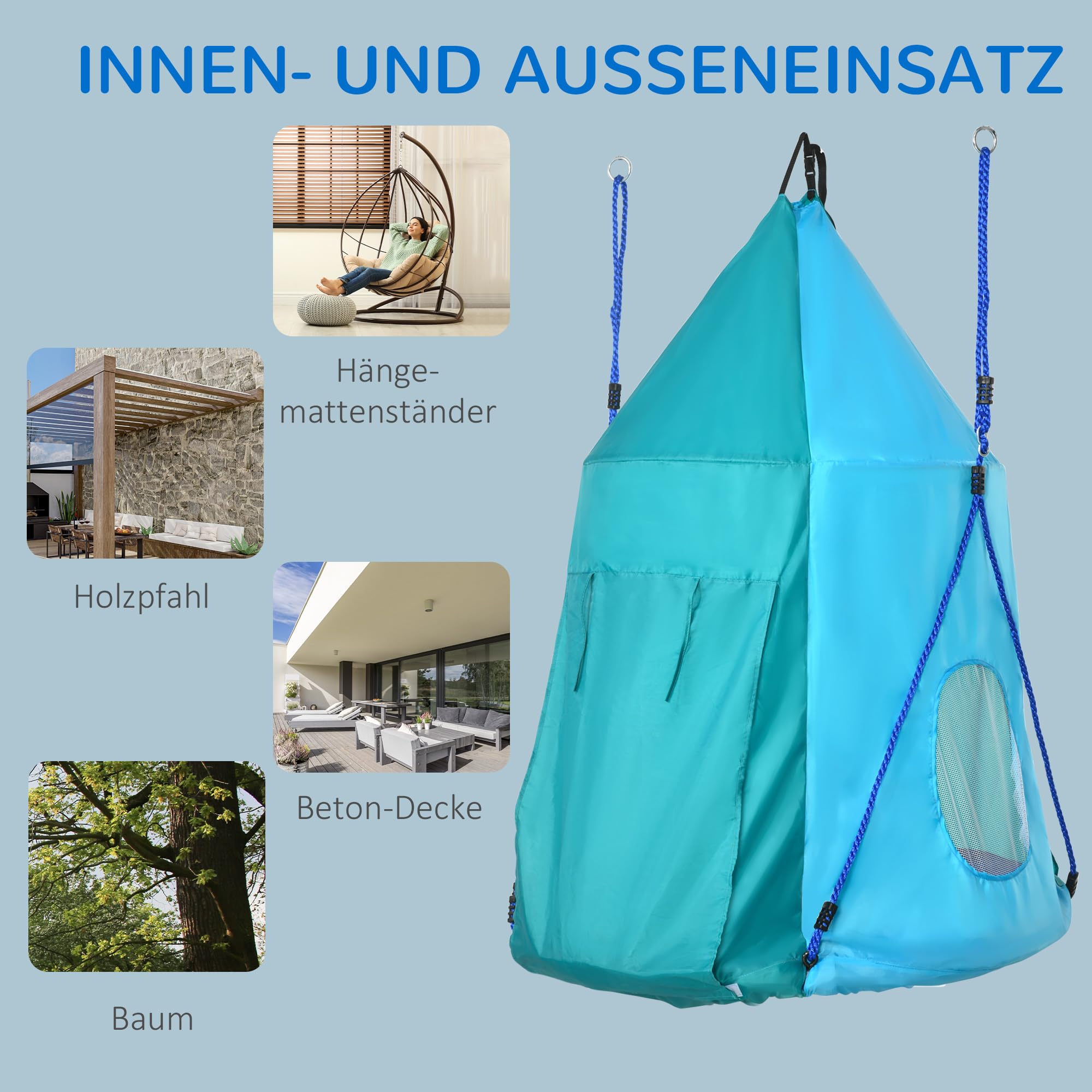 KOMFOTTEU Vogelnestschommel, in hoogte verstelbaar, buitenschommel voor kinderen, belasting 150 kg, rechthoekige hangschommel, van Oxford-stof, 150 x 80 cm (groen