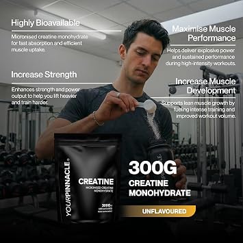 Creatine Monohydrate Powder 300g - Unflavoured, 86 Servings