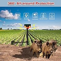 Vista 7 de Alarma de sonido solar y luz estroboscópica con detector de movimiento de 360°, sistema de alerta de seguridad de sirena de mensaje personalizado