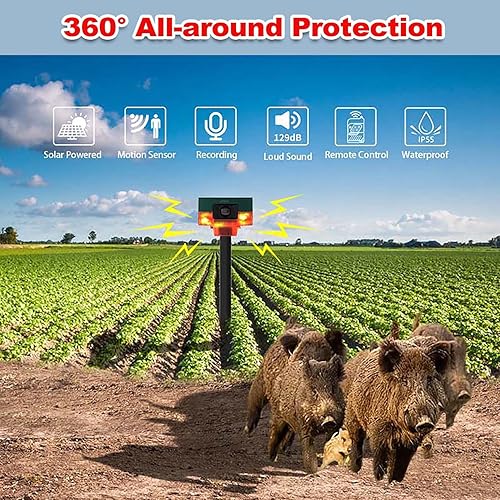 Miniatura 7 de Alarma de sonido solar y luz estroboscópica con detector de movimiento de 360, sistema de alerta de seguridad de sirena de mensaje personalizado de