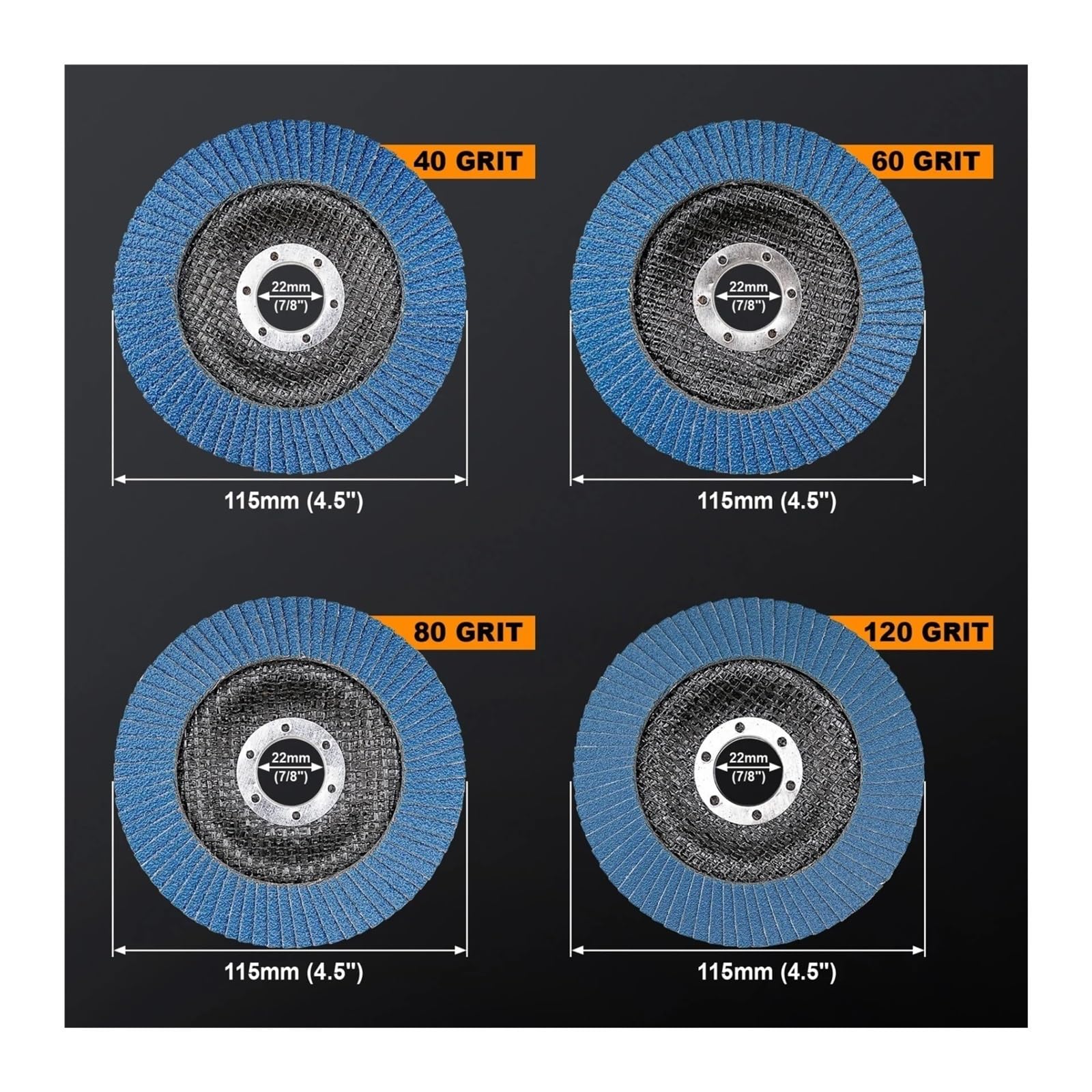 20 unids/set disco de lijado de Metal rueda de 115mm amoladora angular T29 herramienta de grano 40/60/80/120