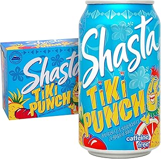 Shasta Tiki Punch | 12-Pack of 12oz Cans | Tropical Fruit Punch Flavor | Sweet & Bold | Caffeine-Free