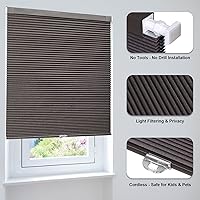 Vista 3 de LazBlinds Persianas Celulares sin Cordón, Sin Herramientas Sin Taladro Persianas de Panal Opacas Persianas Plisadas para Ventanas, 27" An x 64" Al
