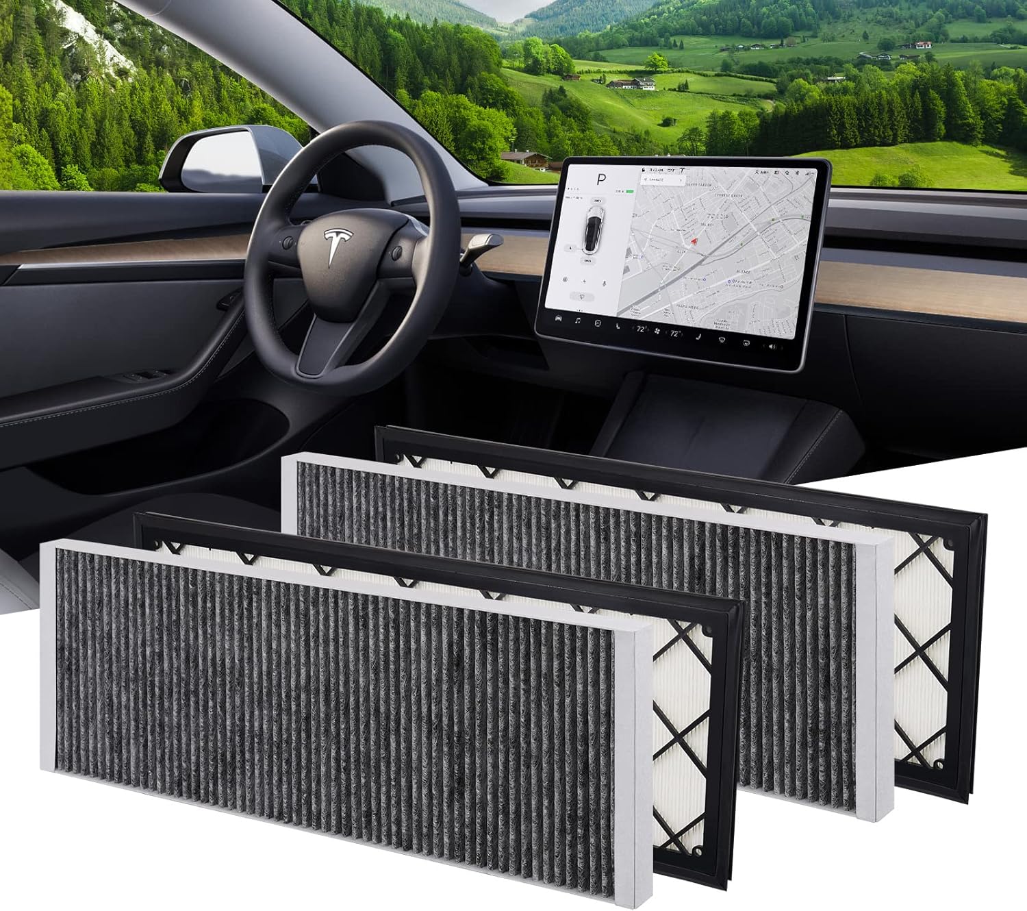 BASENOR Tesla Model Y Cabin Air Filter HEPA Air Intake Filter Replacement with