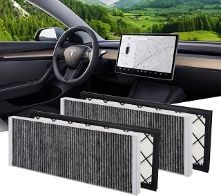 BASENOR Tesla Model Y Cabin Air Filter HEPA Air Intake Filter Replacement with Activated Carbon for 2020-2023 Model Y Accessories (Set of 4)